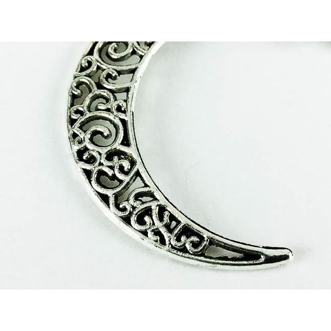 透かしパーツ 月 シルバー 10個 チャーム 三日月 銀古美 カン付き