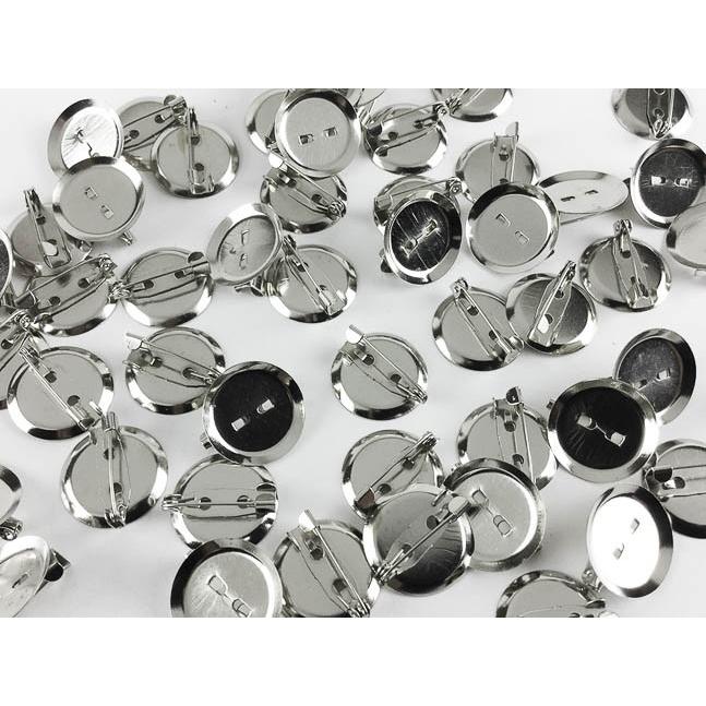   ピンブローチ　シルバー ブローチピン 20mm ベース 台座付き 50個 シルバー 台座20mmピン20mm