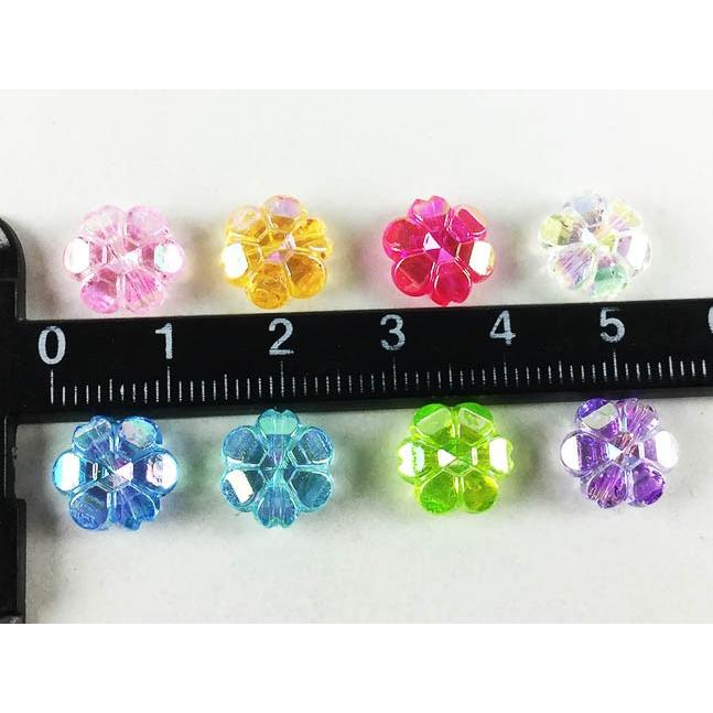 フラワー ビーズ 花 100個 10mm 穴あり ロンデル カラフル ミックス