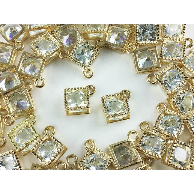 チャーム 50個 ゴールド スクエア アクセサリーパーツ 四角 ネックレス