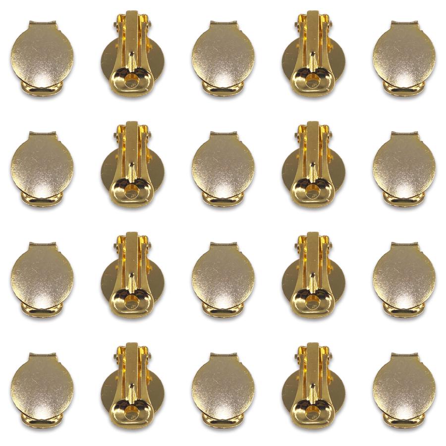 クリップ パーツ 丸皿 台座 付き ゴールド 20個 イヤリング パーツ アクセサリー ブローチ 金具 （AP0297） AP0297