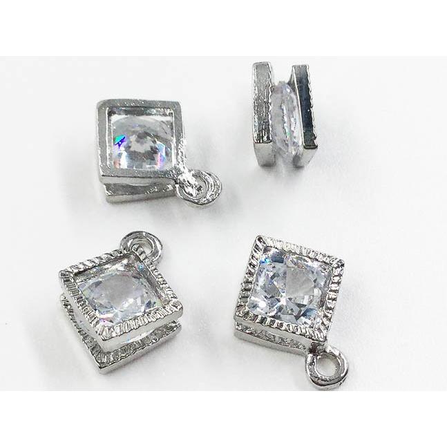 チャーム 50個 シルバー スクエア アクセサリーパーツ 四角 ネックレス