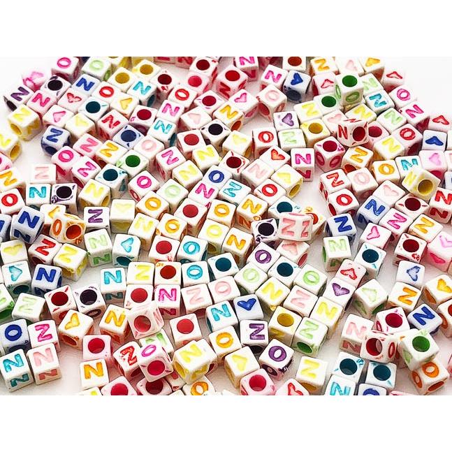 アルファベット ビーズ キューブ型 4mm 300個 アクセサリー