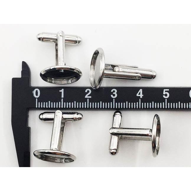 カフスボタン パーツ 10個 ミール皿 14mm 台座付き カフリンクス