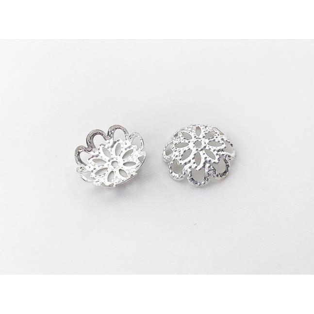 ビーズキャップ 12mm シルバー 白銀 座金 花座 200個 ビーズカバー