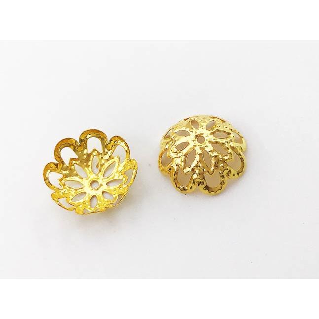ビーズキャップ 12mm ゴールド 座金 花座 200個 ビーズカバー 