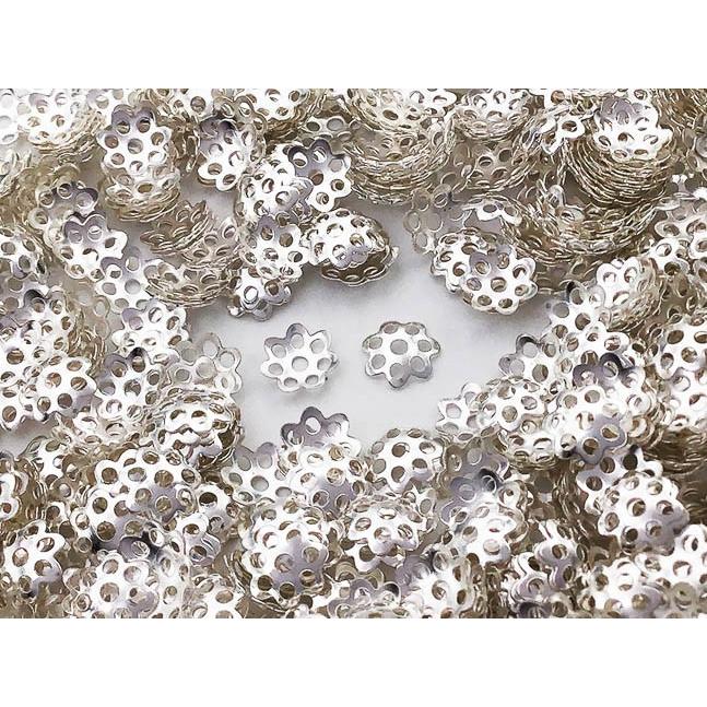 ビーズキャップ 6mm シルバー 白銀 座金 花座 1000個 ビーズカバー