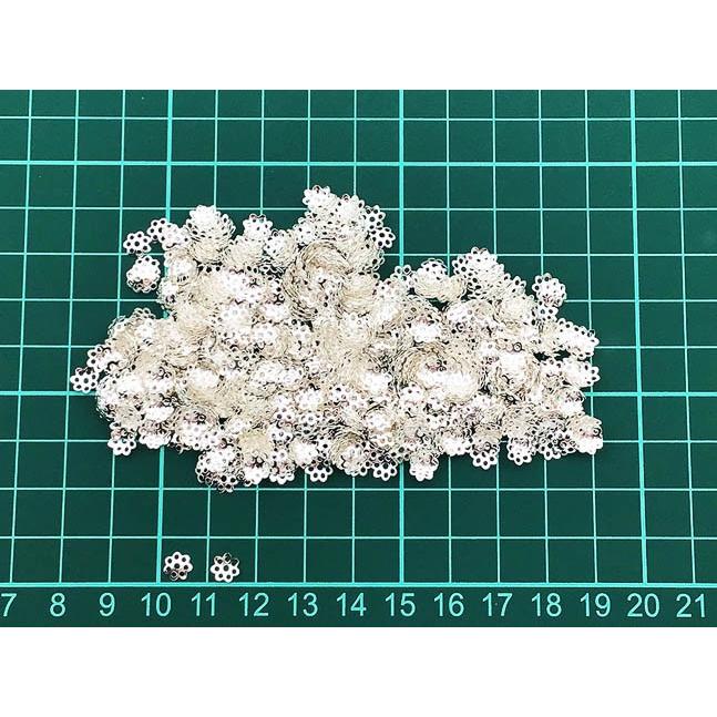 ビーズキャップ 6mm シルバー 白銀 座金 花座 1000個 ビーズカバー