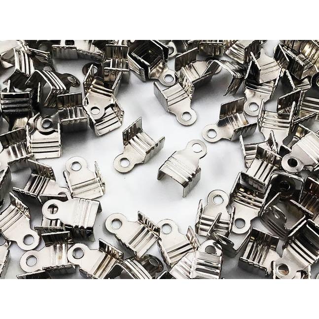 紐止め金具 カシメ シルバー 100個 幅7mm エンドパーツ 留め金具