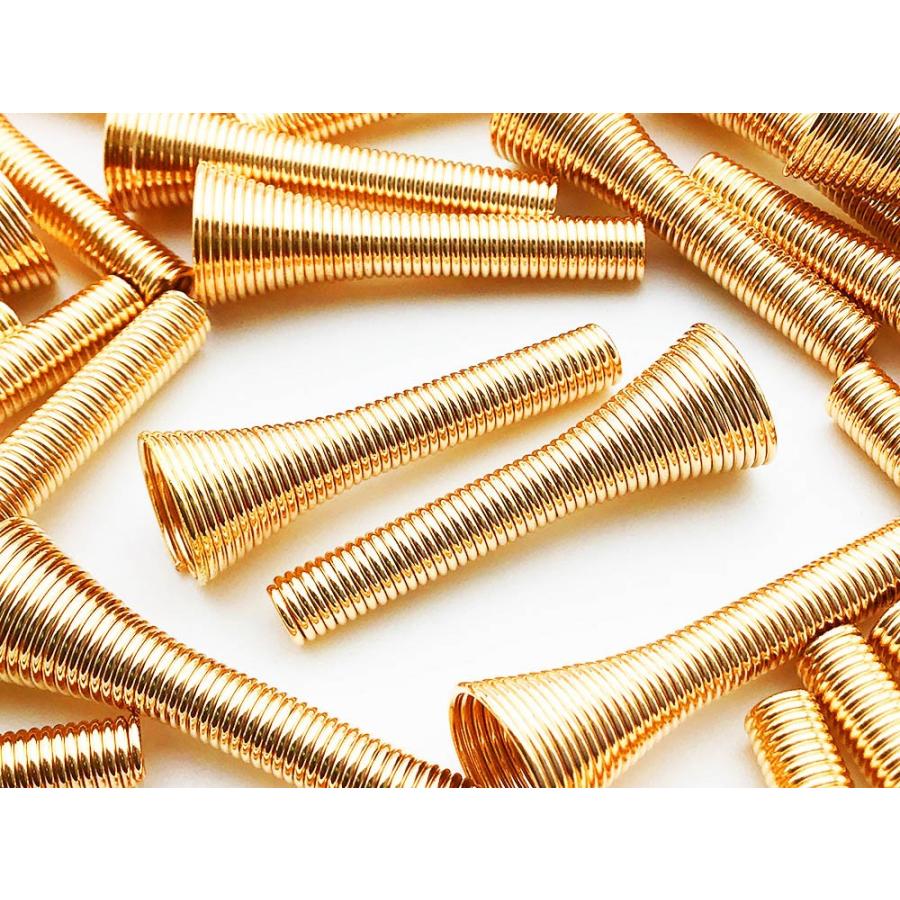 ビーズキャップ コーン型 全長27mm ゴールド KC金 40個 コイル ビーズキャップ コーン型 全長27mm ゴールド KC金 40個 コイル