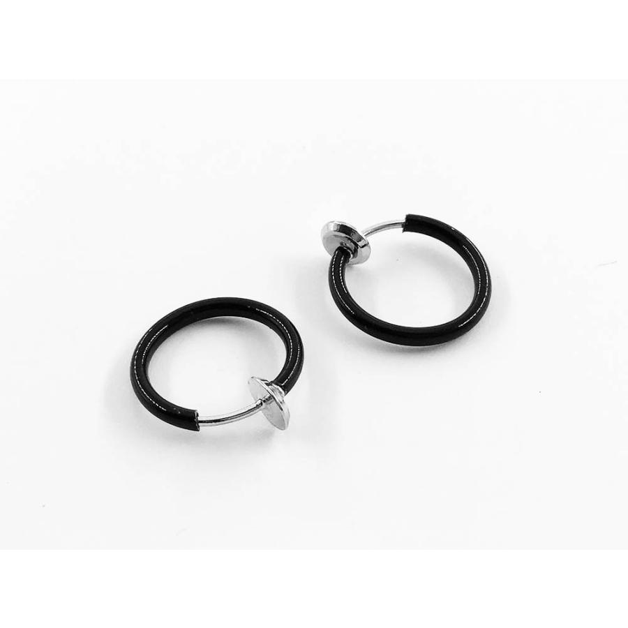 フープ イヤリング パーツ ブラック 10個 5ペア 13mm カン 無し 黒