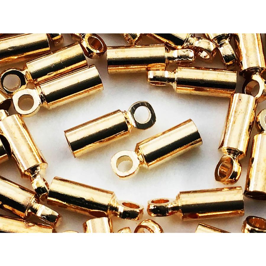 カツラ ゴールド KC金 50個 2.5x8 エンドパーツ 留め具 紐留め 金具