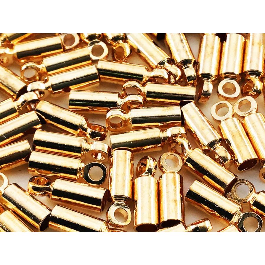 カツラ ゴールド KC金 50個 2.5x8 エンドパーツ 留め具 紐留め 金具