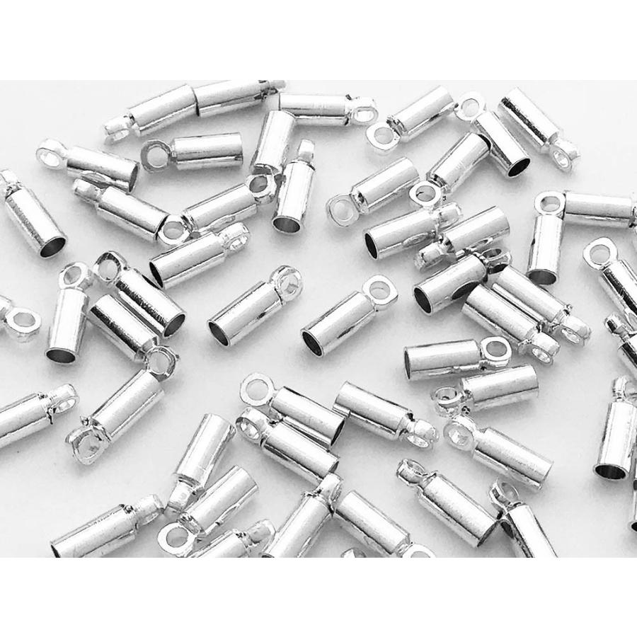 カツラ シルバー 白銀 50個 2x6 エンドパーツ 留め具 紐留め 金具