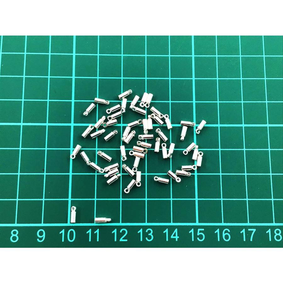 カツラ シルバー 白銀 50個 2x6 エンドパーツ 留め具 紐留め 金具
