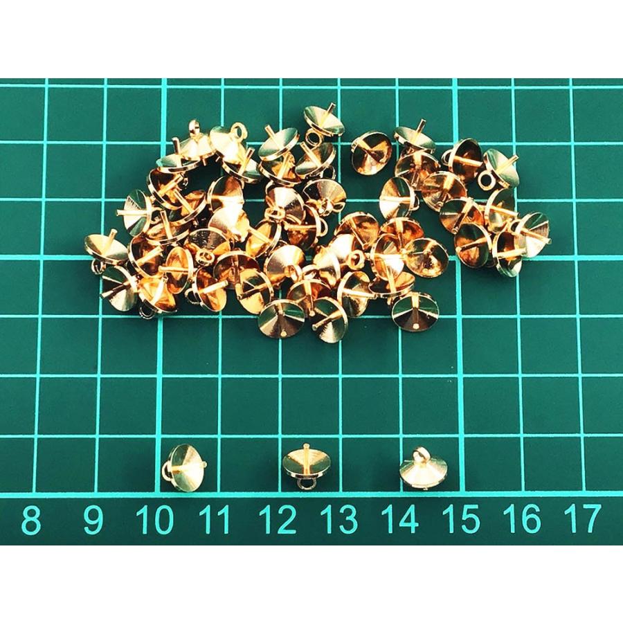 ヒートン キャップ 差し込みヒートン 8mm 50個 ゴールド KC金 ガラス 