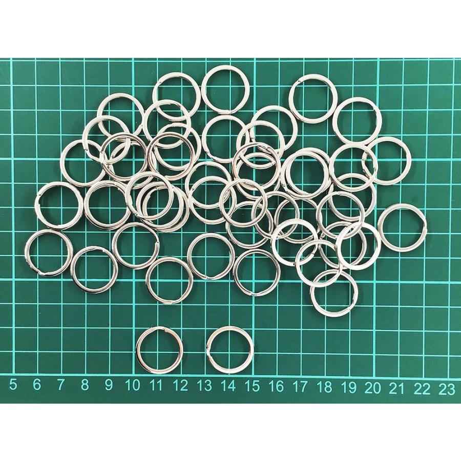 平キーリング 20mm シルバー 50個 二重リング キーホルダー ストラップ
