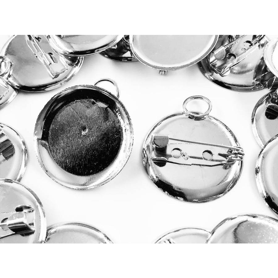 ブローチピン 20mm 台座 カン 付き 20個 シルバー ブローチ 金具