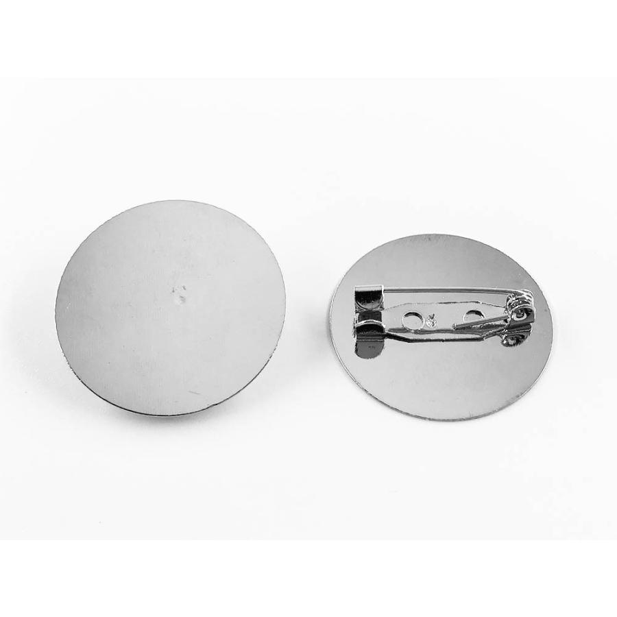 ブローチピン 25mm ふち無し平台座付 20個 シルバー ブローチ 台座