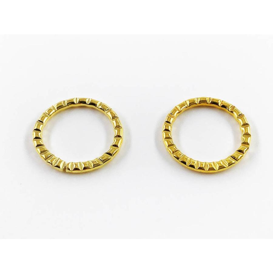 デザイン丸カン ゴールド 18mm 大きめ 幅広厚み有 50個 フレームパーツ