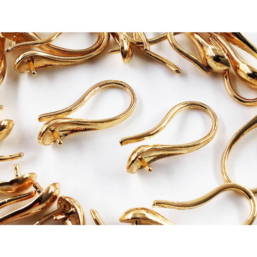 ピアスフック イヤリングフック パーツ 台座付き 20個 ゴールド KC金 U