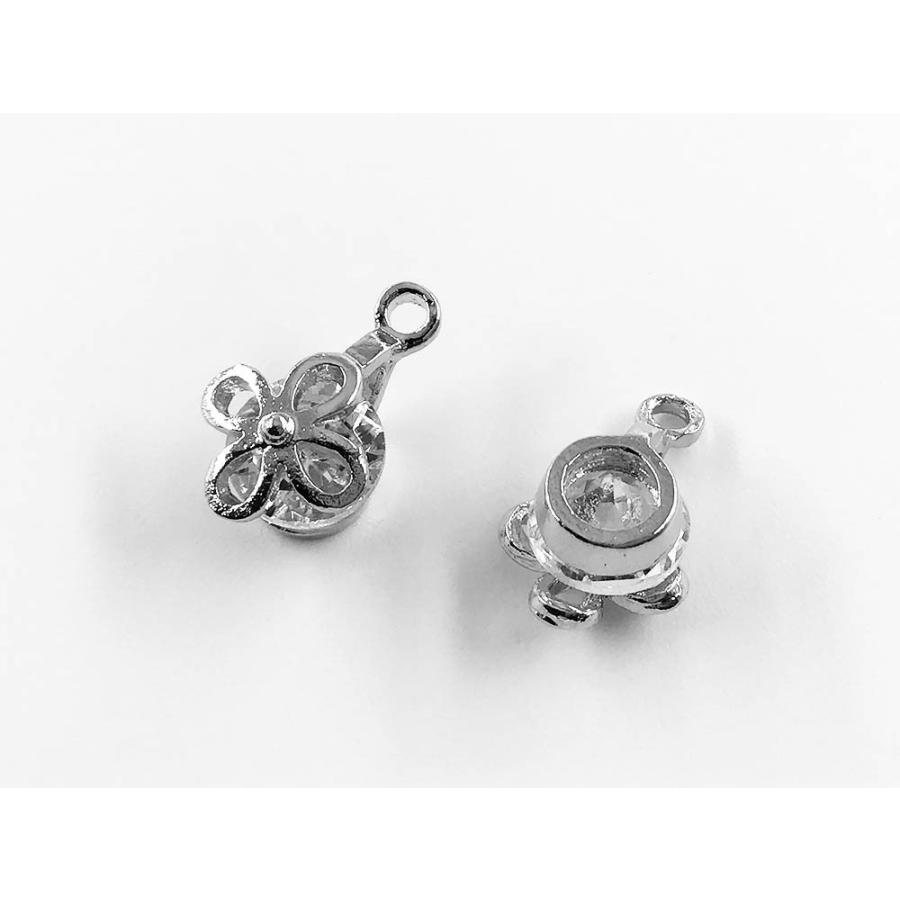チャーム 花 シルバー 50個 カン付き アクセサリートップ フラワー