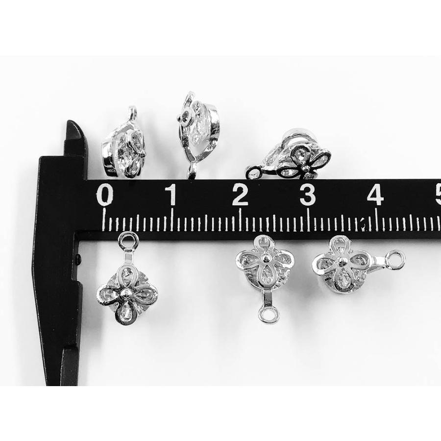 チャーム 花 シルバー 50個 カン付き アクセサリートップ フラワー