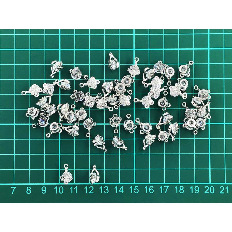 チャーム 花 シルバー 50個 カン付き アクセサリートップ フラワー