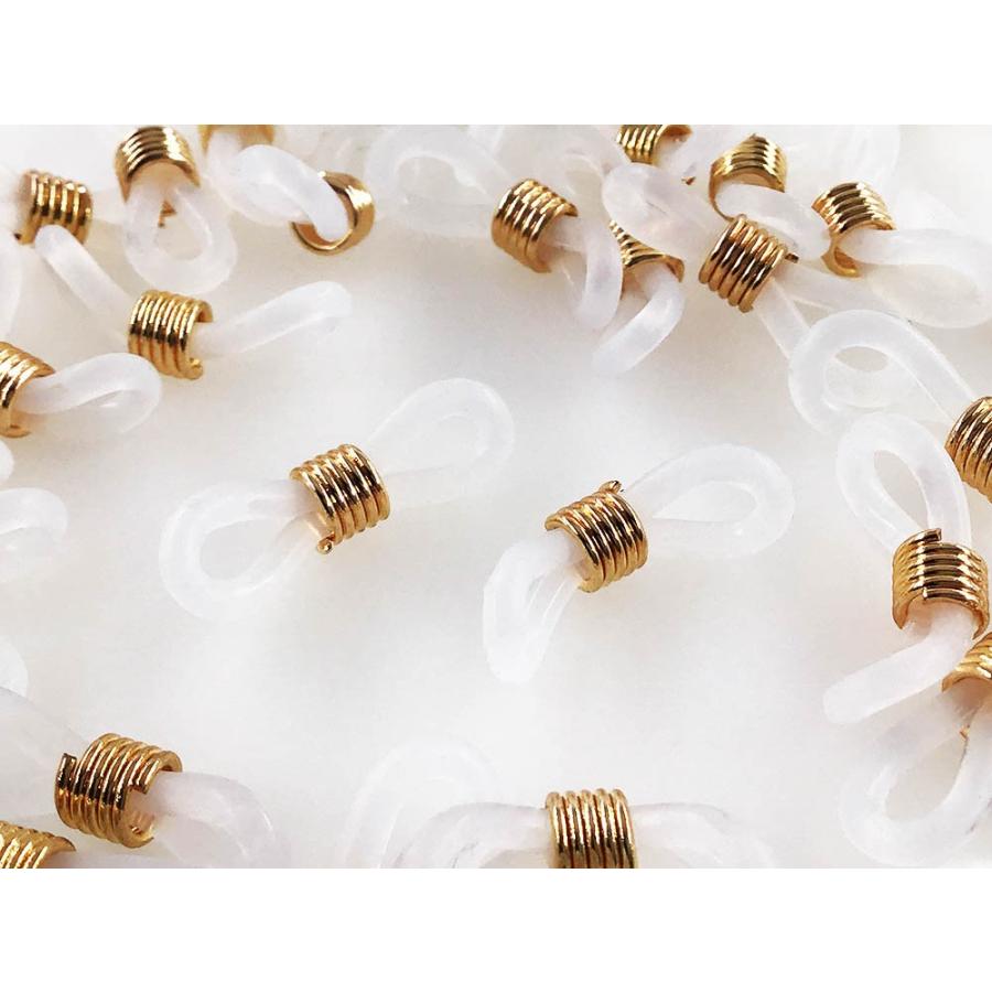 グラスコード パーツ シリコン 50個 クリア 20mmx6mm メガネ チェーン