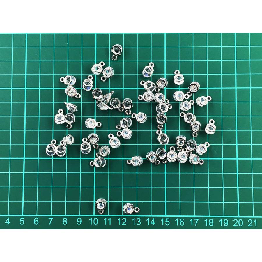 チャーム 50個 ヘキサゴン 六角形 シルバー 金属パーツ イヤリング
