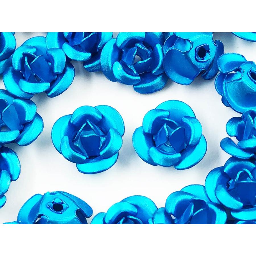 アルミ薔薇 ライトブルー 7mm 100個 ローズ ハンドメイド アクセサリー