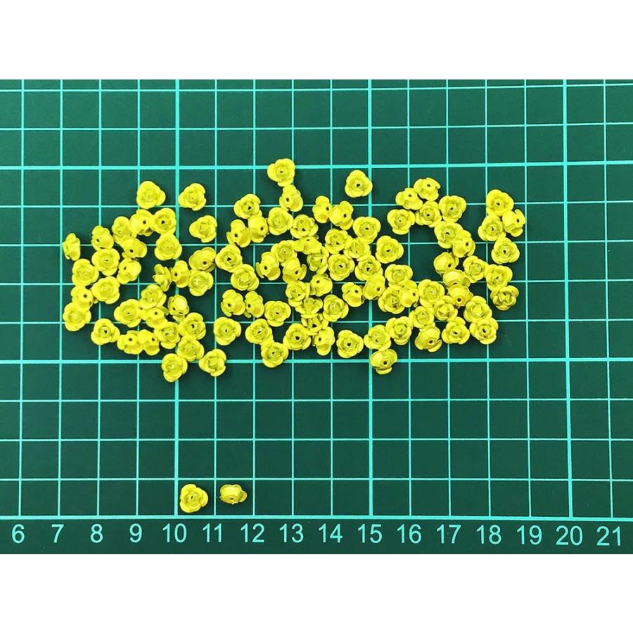 アルミ薔薇 小さめ イエロー 7mm 100個 黄色 アルミバラ レジンパーツ
