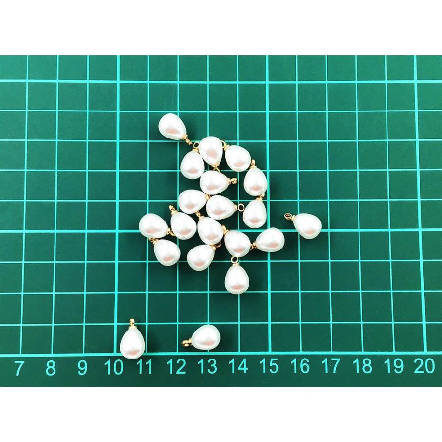 パールチャーム プラ しずく 小さめ 10x8 20個 チャームパーツ 雫
