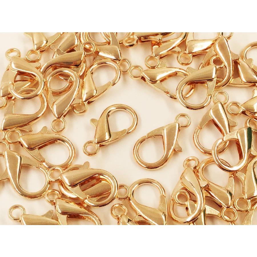 カニカン 留め金具 大きめ 全長約21mm 40個 ゴールド KC金 留め具