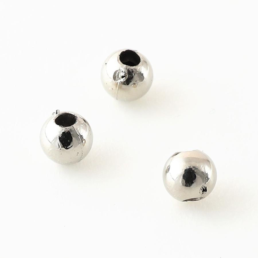 ビーズ シルバー 4mm プラ製 500個 両穴 軽くて使える ビーズパーツ 