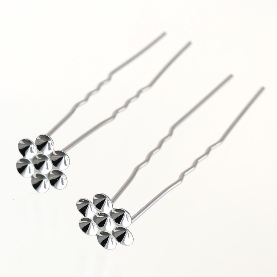 アクセサリーパーツ かんざし かん付（シルバー）1個 かんざし パーツ シルバー 台座付き 20個 簪 金具 Uピン ヘア
