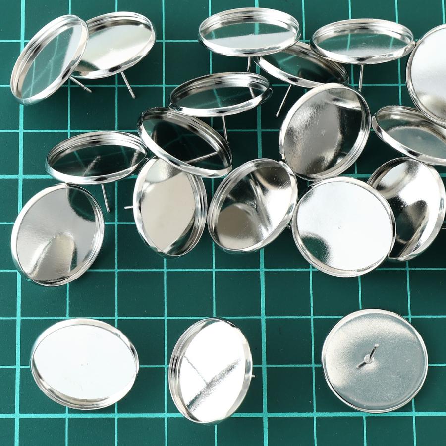 ピアスパーツ シルバー 20個 大きめ ミール皿 台座付き 台座内径20mm