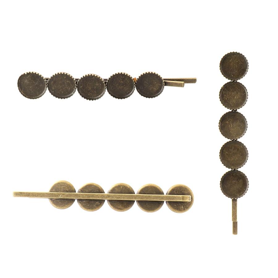 ヘアピンパーツ 金古美 5連ミール皿台座付き 台座内径8mm 20個 ヘア