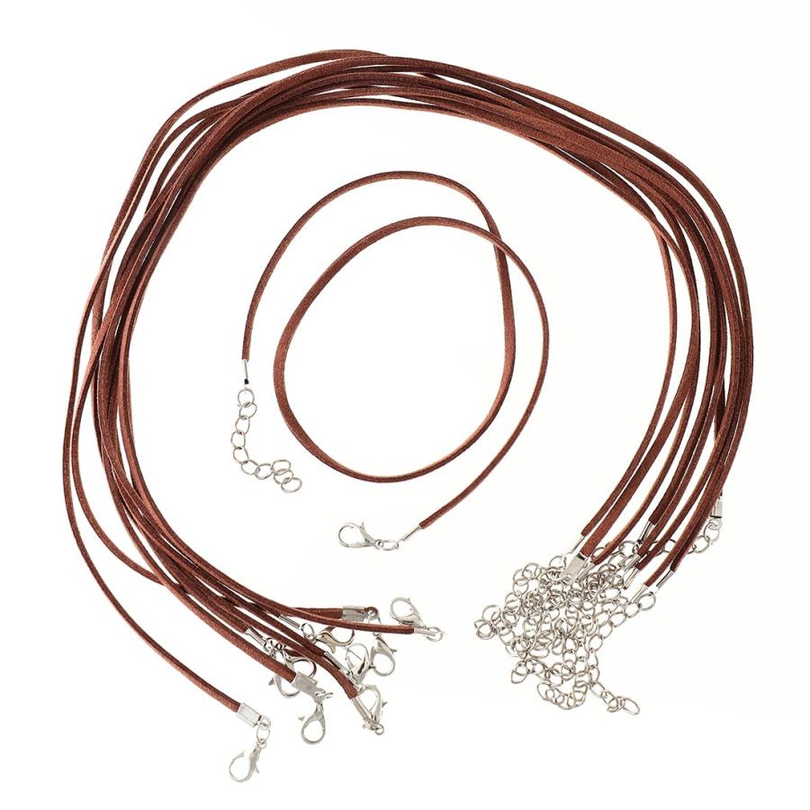 ネックレス紐 10本 合皮スエード ブラウン（ココアパウダーの様な色味） 45cm〜50cm 調整可能 ネックレスパーツ アクセサリーパーツ AP1663 | 