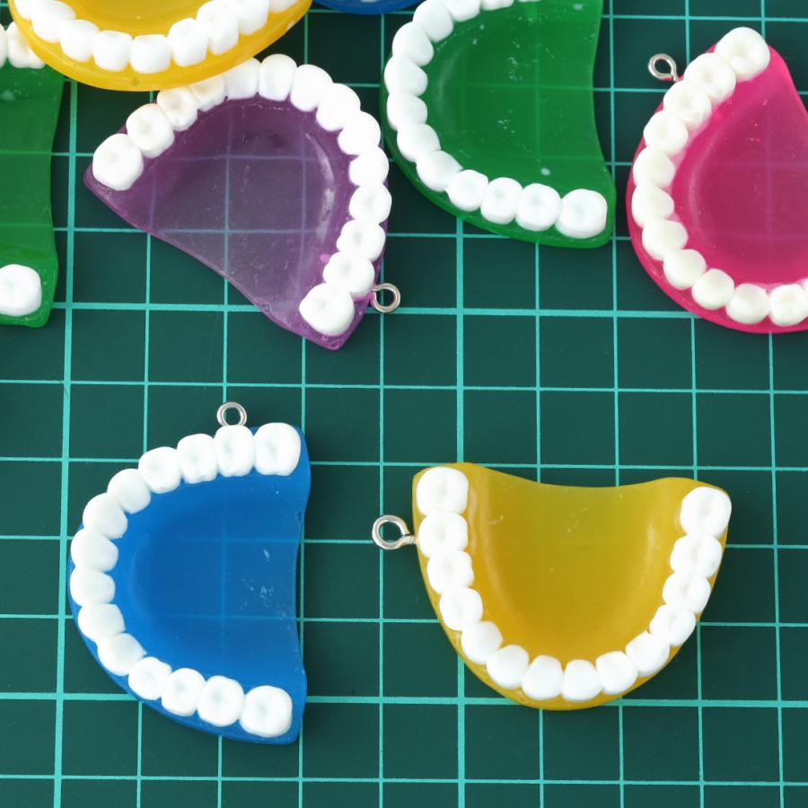 チャームパーツ 入れ歯 きれいな歯並び調 10個 チャーム ストラップ