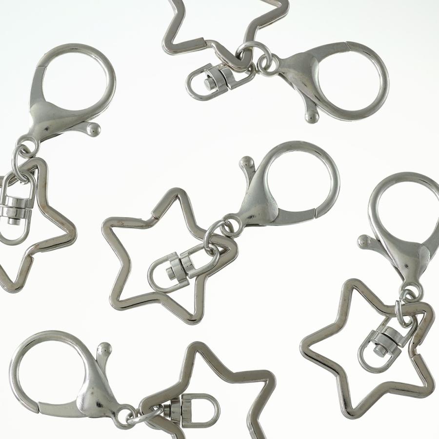 ナスカンパーツ 星 完成品 5個 キーリング カン付き シルバー ナスカンパーツ 星 完成品 5個 キーリング カン付き シルバー