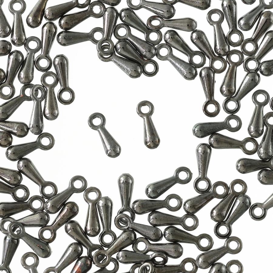 チャームパーツ しずく 小さめ7mm 珍色ガンメタ 100個 エンド