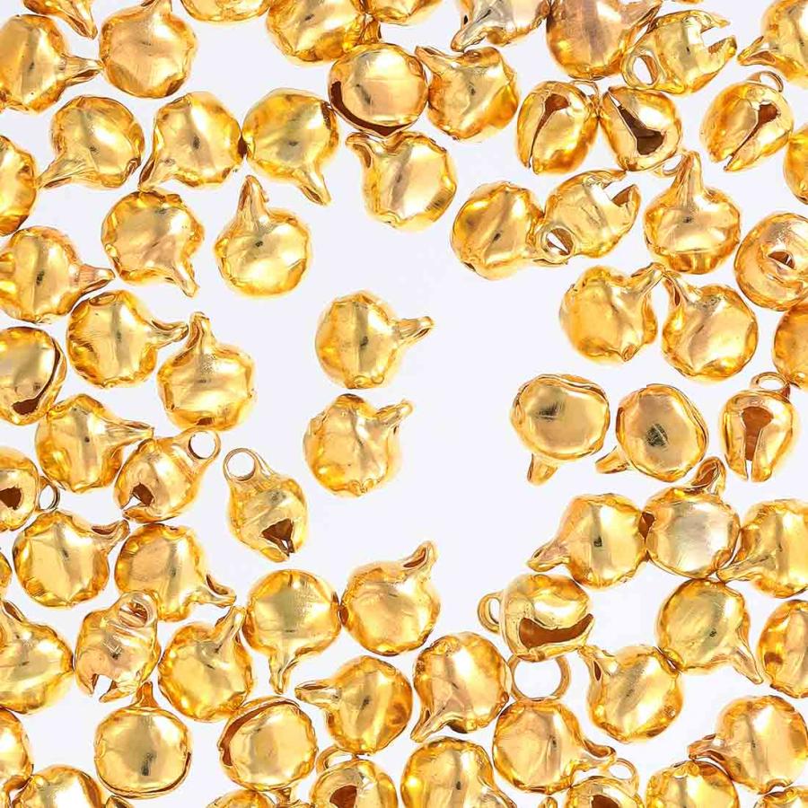 鈴 ゴールド 6mm 小さめ 100個 カン付き 手芸 チャームパーツ 金具