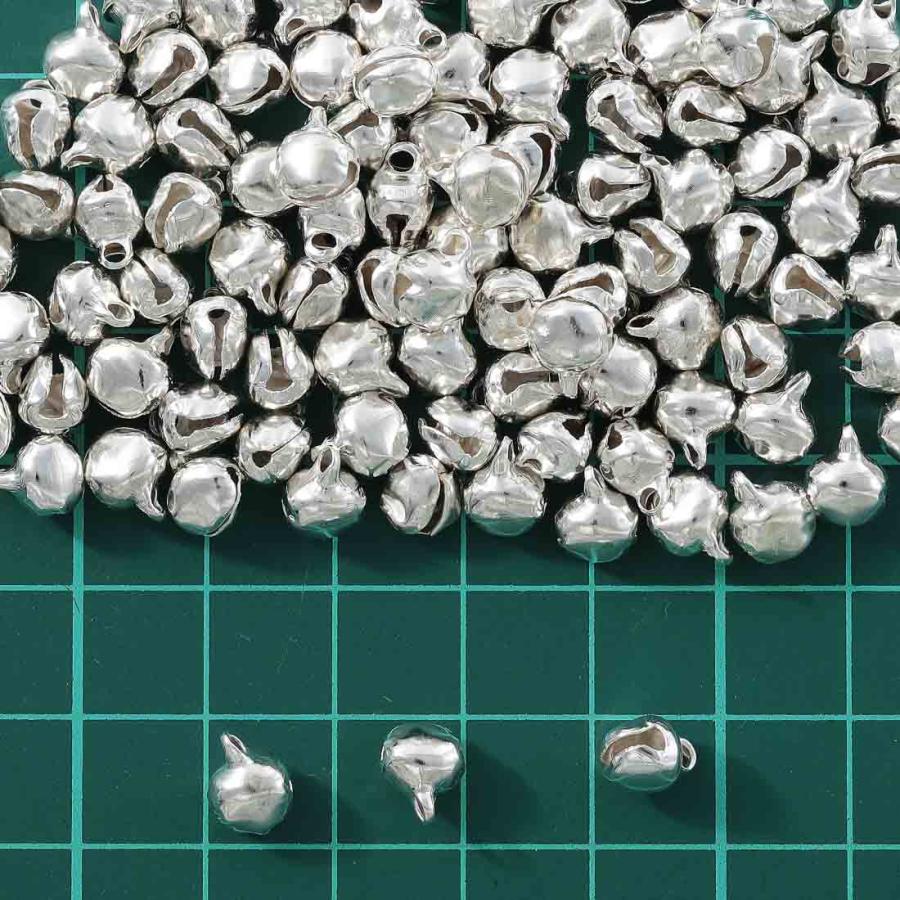 鈴 シルバー 白銀 6mm 小さめ 100個 カン付き 手芸 チャームパーツ