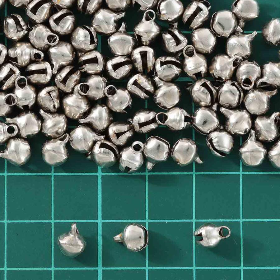 鈴 シルバー 6mm 小さめ 100個 カン付き 手芸 チャームパーツ 金具