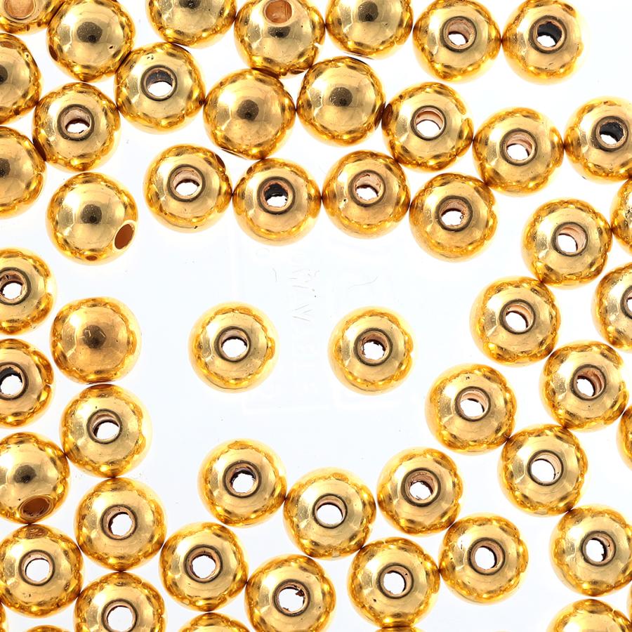 ビーズ 8mm ゴールド 丸 大きめ プラ製 200個 セット 両穴 軽い ビーズ