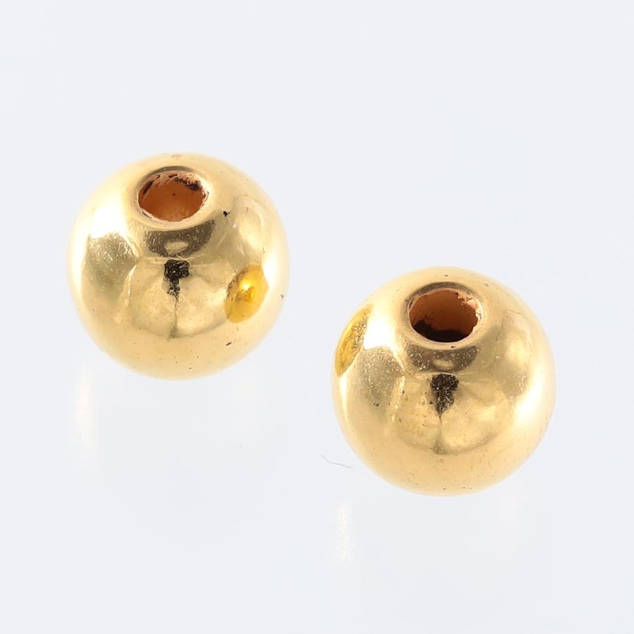 ビーズ 8mm ゴールド 丸 大きめ プラ製 200個 セット 両穴 軽い ビーズ