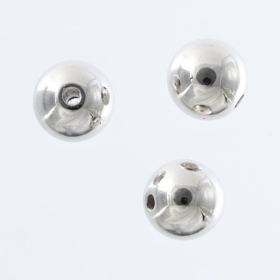 ビーズ 10mm シルバー 丸 大きめ プラ製 100個 セット 両穴 軽い