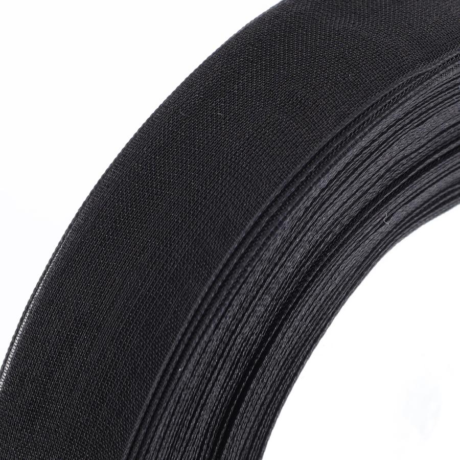 オーガンジー リボン 黒 20mm 幅 無地 ブラック 1巻 長さ約45m