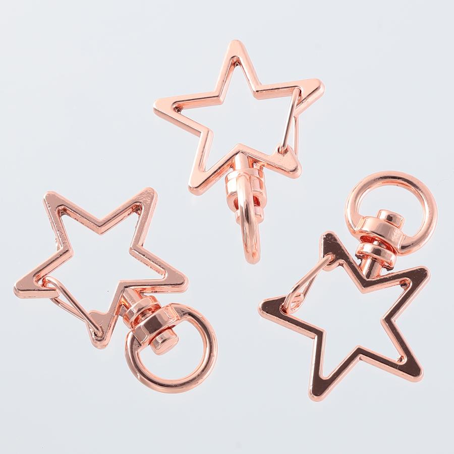 ナスカン 星 20個 ピンクゴールド 回転カン パーツ キーホルダー 金具